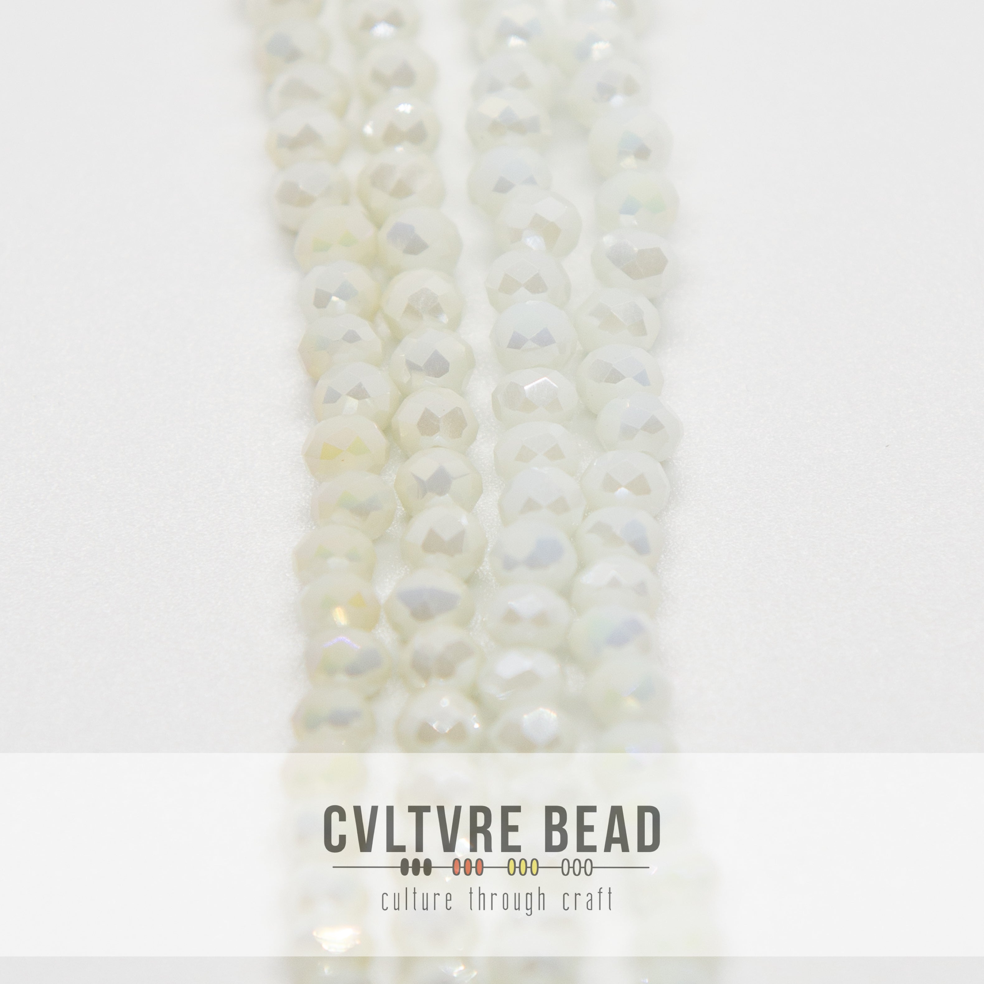 Crystal Lane Rondelle - 3x4mm - Opaque White AB